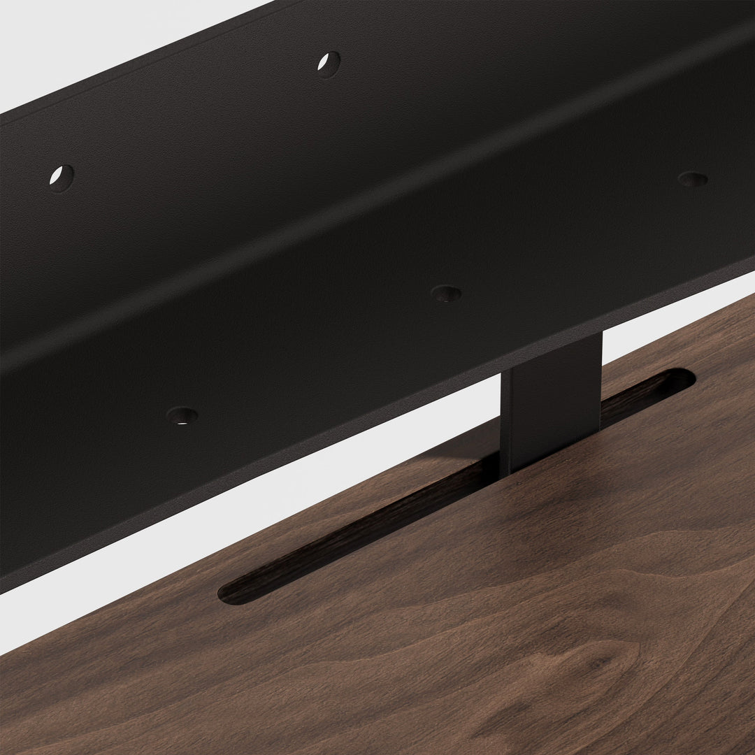 WALNUT Shelving Plate with brackets very close- JALG TV Stands